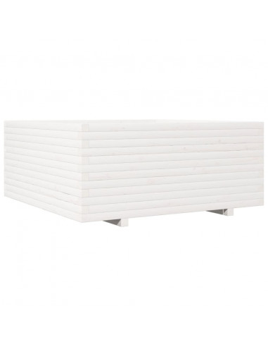 Fioriera da Giardino Bianca 110x110x49,5 cm Legno Massello Pino