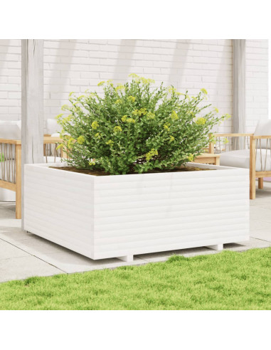 Fioriera da Giardino Bianca 110x110x49,5 cm Legno Massello Pino