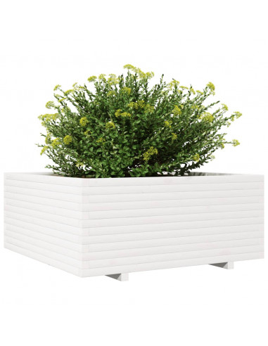 Fioriera da Giardino Bianca 110x110x49,5 cm Legno Massello Pino