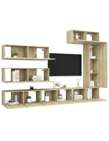 Set di Mobili TV 7 pz Rovere Sonoma in Legno Multistrato