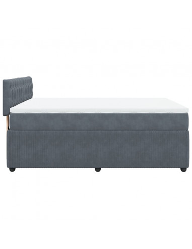 Giroletto a Molle con Materasso Grigio Scuro 160x200 cm Velluto