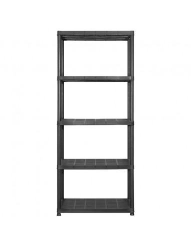 Scaffale a 5 Ripiani Nero 284x38x170 cm in Plastica