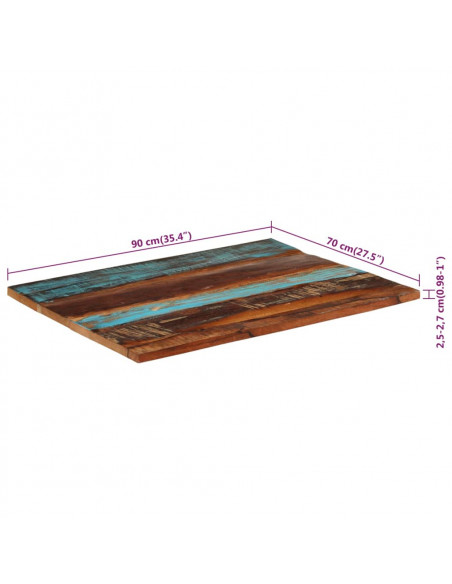 Piano Tavolo Rettangolare 70x90 cm 25-27 mm Legno di Recupero