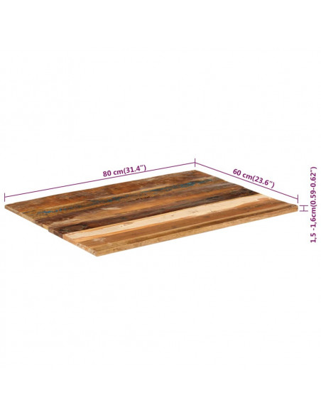 Piano Tavolo Rettangolare 60x80 cm 15-16 mm Legno di Recupero