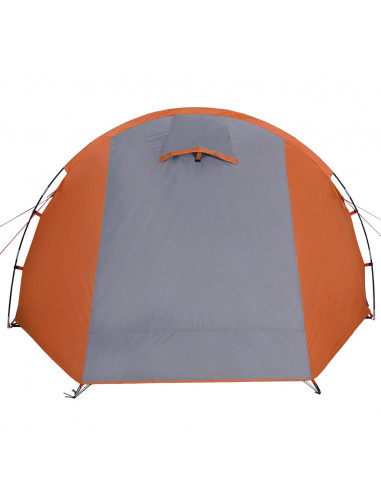 Tenda da Campeggio a Tunnel per 4 Persone Grigio e Arancione