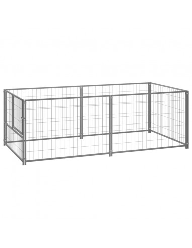 Gabbia per Cani Argento 200x100x70 cm in Acciaio