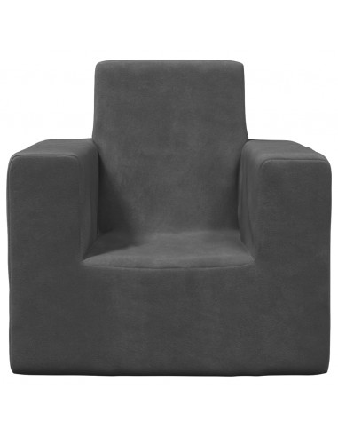 Divano per Bambini Antracite in Morbido Peluche