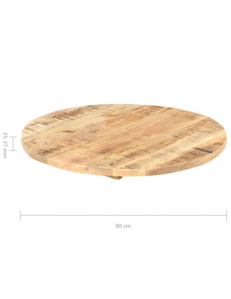 Piano Tavolo in Legno Massello di Mango Rotondo 25-27 mm 80 cm