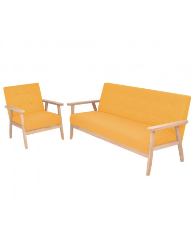 Set di Divani 2 pz in Tessuto Giallo