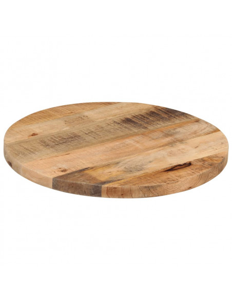 Piano per Tavolo Ø 40x3,8cm Rotondo Legno Massello Grezzo Mango