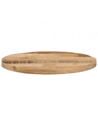 Piano per Tavolo Ø 40x3,8cm Rotondo Legno Massello Grezzo Mango