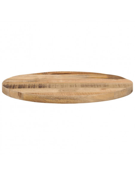 Piano per Tavolo Ø 40x3,8cm Rotondo Legno Massello Grezzo Mango