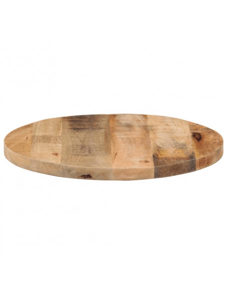 Piano per Tavolo Ø 40x3,8cm Rotondo Legno Massello Grezzo Mango