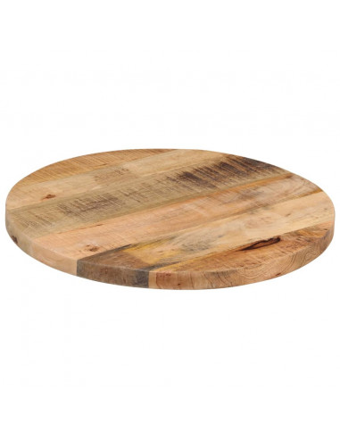 Piano per Tavolo Ø 50x1,5cm Rotondo Legno Massello Grezzo Mango