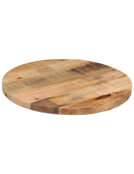Piano per Tavolo Ø 50x3,8cm Rotondo Legno Massello Grezzo Mango
