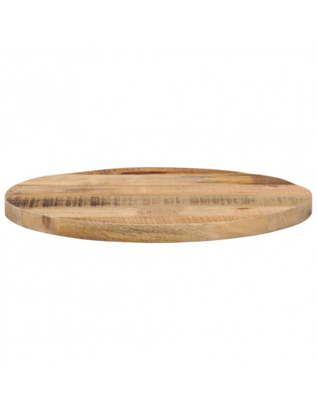 Piano per Tavolo Ø 50x3,8cm Rotondo Legno Massello Grezzo Mango