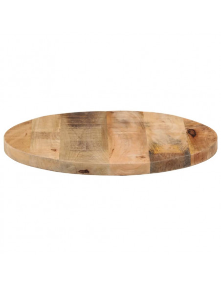 Piano per Tavolo Ø 50x3,8cm Rotondo Legno Massello Grezzo Mango