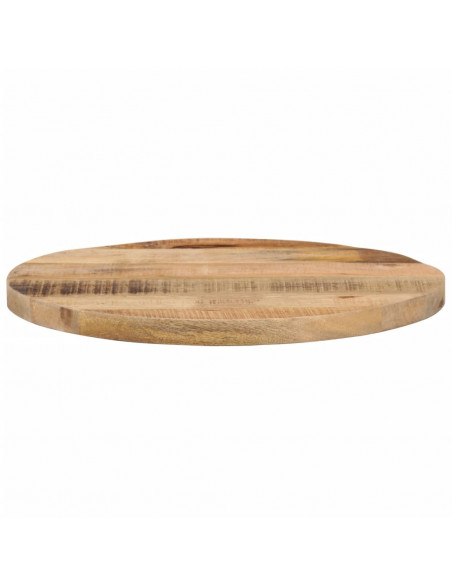 Piano per Tavolo Ø 60x3,8cm Rotondo Legno Massello Grezzo Mango