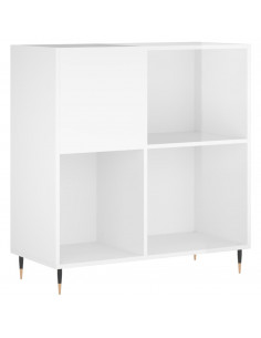 Mobile Porta Dischi Bianco Lucido 84,5x38x89 Legno Multistrato 2