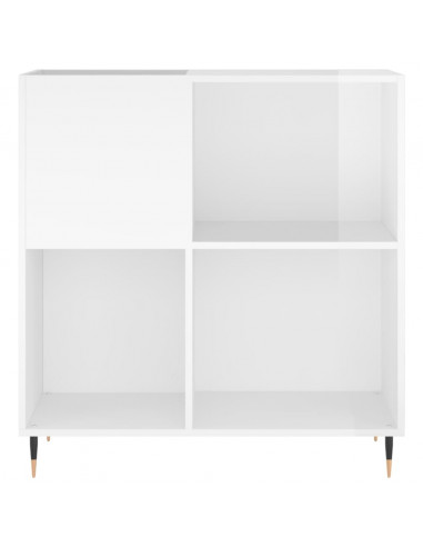 Mobile Porta Dischi Bianco Lucido 84,5x38x89 Legno Multistrato