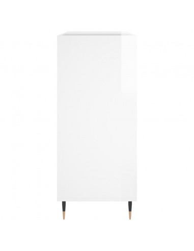 Mobile Porta Dischi Bianco Lucido 84,5x38x89 Legno Multistrato