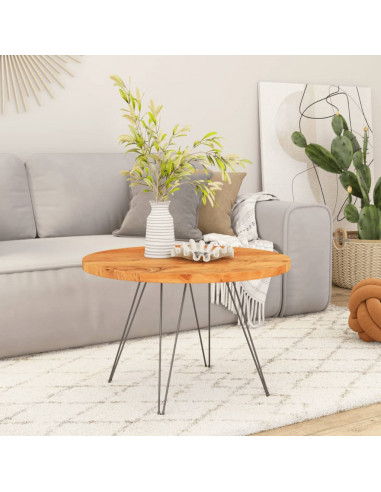 Piano per Tavolo Ø70x3,8 cm Rotondo in Legno Massello di Acacia