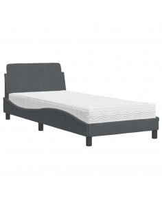 Letto con Materasso Grigio Scuro 90x190 cm in Velluto 2