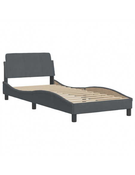 Letto con Materasso Grigio Scuro 90x190 cm in Velluto