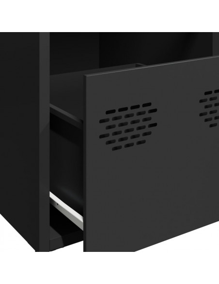 Credenza Nera 101,5x39x73,5 cm in Acciaio Laminato a Freddo