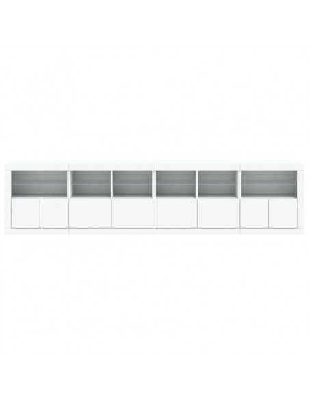 Credenza con Luci LED Bianca 283x37x67 cm