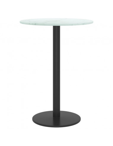 Piano per Tavolo Bianco Ø30x0,8 cm Vetro Temperato Design Marmo