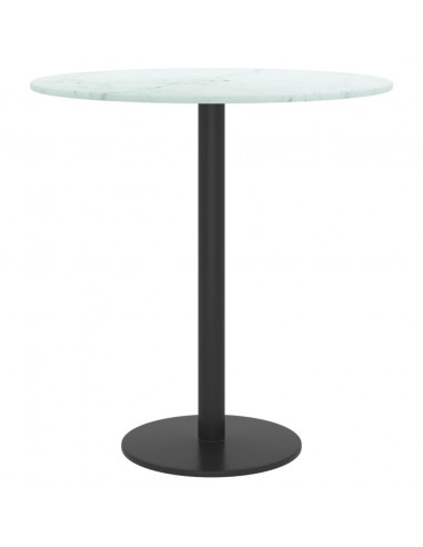 Piano per Tavolo Bianco Ø40x0,8 cm Vetro Temperato Design Marmo