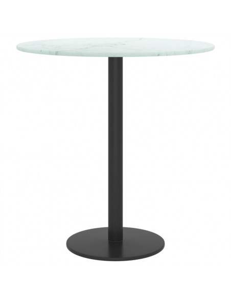 Piano per Tavolo Bianco Ø40x0,8 cm Vetro Temperato Design Marmo