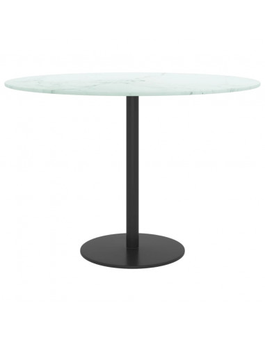 Piano per Tavolo Bianco Ø60x0,8 cm Vetro Temperato Design Marmo