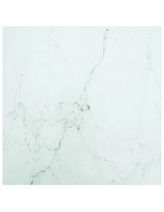 Piano Tavolo Bianco 40x40 cm 6 mm Vetro Temperato Design Marmo 2