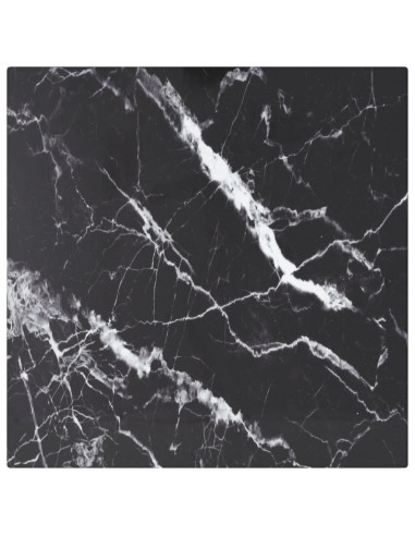 Piano Tavolo Nero 30x30 cm 6 mm Vetro Temperato Design Marmo