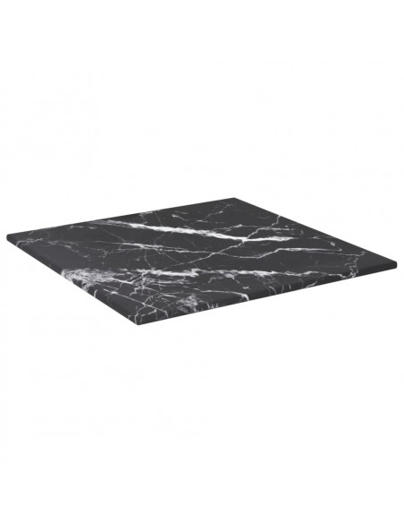Piano Tavolo Nero 30x30 cm 6 mm Vetro Temperato Design Marmo