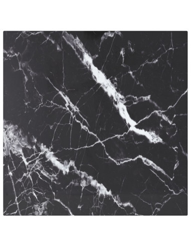 Piano Tavolo Nero 40x40 cm 6 mm Vetro Temperato Design Marmo