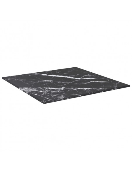 Piano Tavolo Nero 40x40 cm 6 mm Vetro Temperato Design Marmo