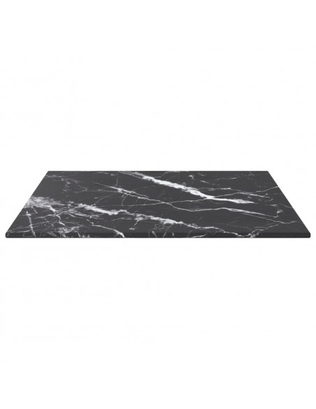 Piano Tavolo Nero 40x40 cm 6 mm Vetro Temperato Design Marmo