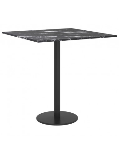 Piano Tavolo Nero 40x40 cm 6 mm Vetro Temperato Design Marmo