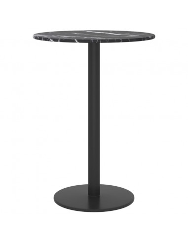 Piano per Tavolo Nero Ø30x0,8 cm Vetro Temperato Design Marmo