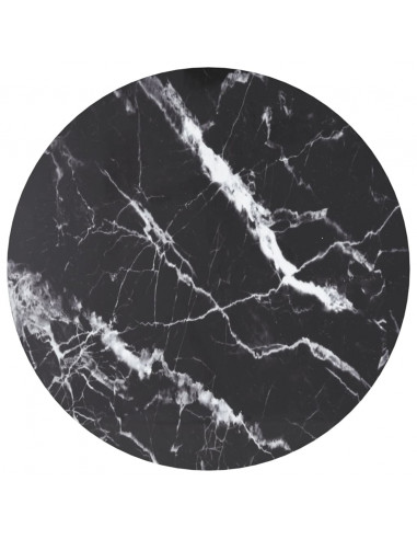 Piano per Tavolo Nero Ø50x0,8 cm Vetro Temperato Design Marmo