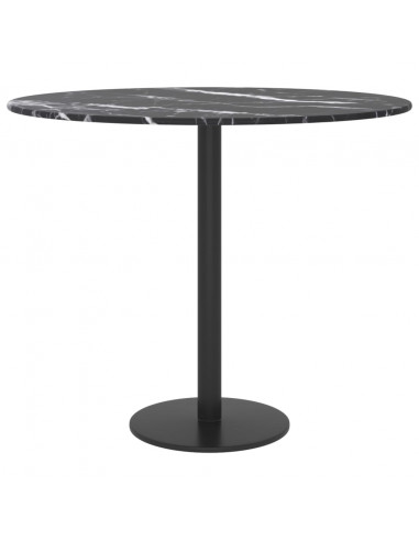 Piano per Tavolo Nero Ø50x0,8 cm Vetro Temperato Design Marmo