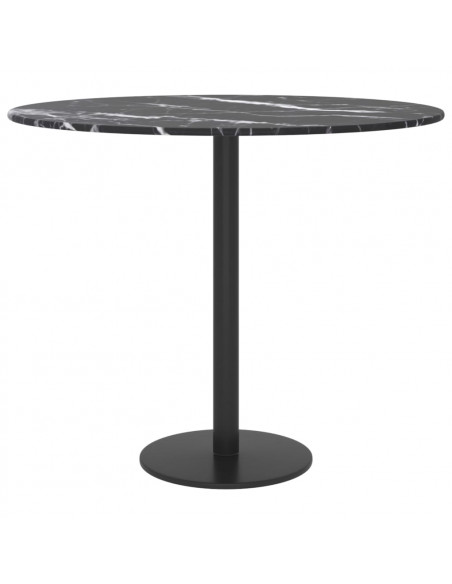 Piano per Tavolo Nero Ø50x0,8 cm Vetro Temperato Design Marmo