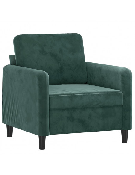 Set di Divani 3 pz Verde Scuro in Velluto