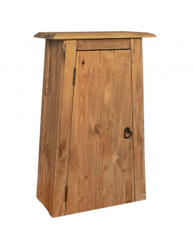 Mobile da Bagno a Parete in Legno Massello di Pino 42x23x70 cm