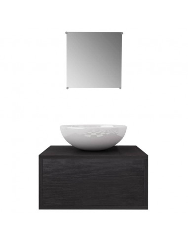 Set Mobili da Bagno con Lavabo 3 pz Nero