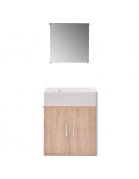 Set Mobili da Bagno con Lavabo 3 pz Beige