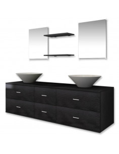 Mobili da Bagno con Lavabo Set 7 pz Nero 2
